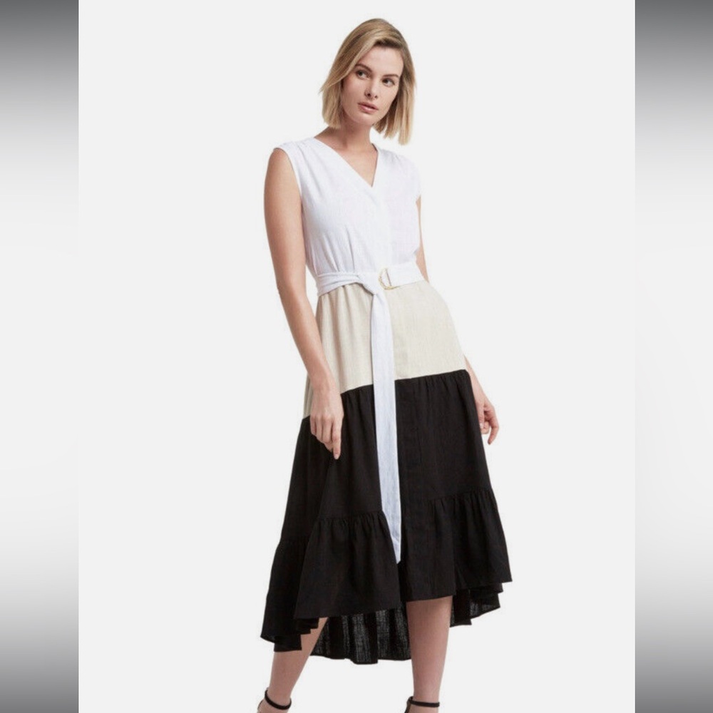 H Halston Linen Maxi Dress